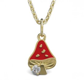 BeKid dětský zlatý přívěsek 1272 - muchomůrka Bílé zlato - 585 Bílý kubický zirkon