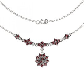 BG náhrdelník 233 Stříbro 925 - rhodium Granát