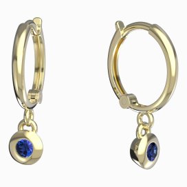 BeKid dětské náušnice 732 Žluté zlato - 585 Tmavě modrý kubický zirkon