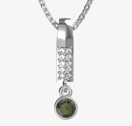 BG zlatý přívěšek 722 Bílé zlato - 585 Vltavín a diamant