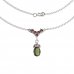 BG necklace 962 - Metal: Silver - gold plated 925, Stone: Moldavit and garnet