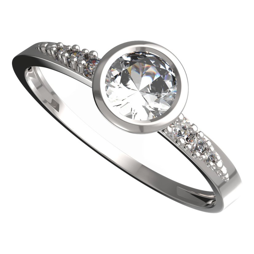 BG zlatý prstýnek 557 D Bílé zlato - 585 Diamant