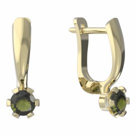 BG vltavínové náušnice 556 Žluté zlato - 585 Vltavín
