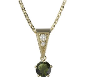 BG vltavín přívěšek 875 Žluté zlato - 585 Vltavín a diamant
