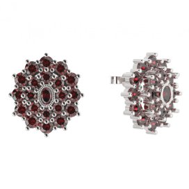 BG náušnice ovál - 009 Stříbro 925 - rhodium Granát