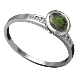BG vltavínový prsten 557J Bílé zlato - 585 Vltavín a diamant