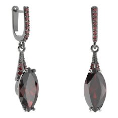 BG náušnice s centrálním oválným kamenem 481-G91 Stříbro 925 - ruthenium (30-90dní) Granát