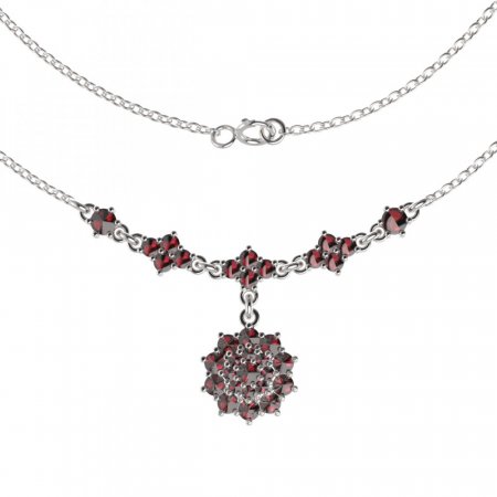 BG náhrdelník 122 - Kov: Stříbro 925 - rhodium, Kámen: Granát