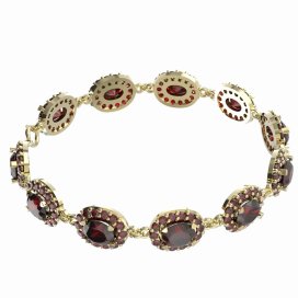 BG náramek vsazený český granát 728 Stříbro 925 - pozlacené Granát