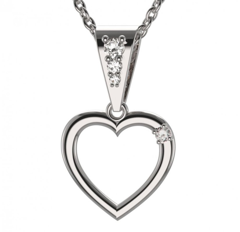 BG zlatý přívěšek srdíčko 1260 Bílé zlato - 585 Diamant