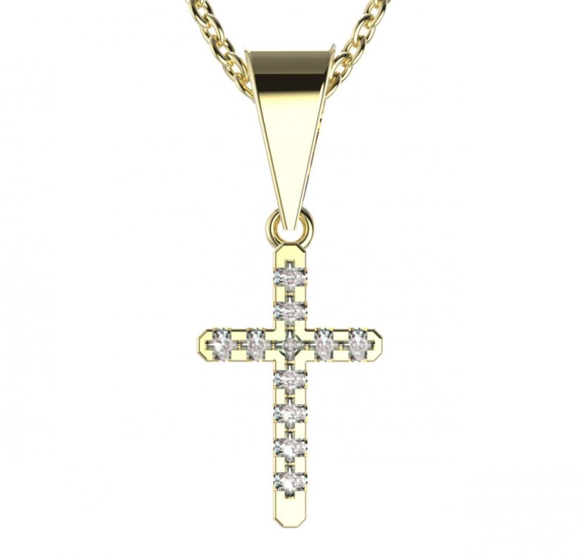 BG zlatý přívěšek křížek 1106 Žluté zlato - 585 Diamant