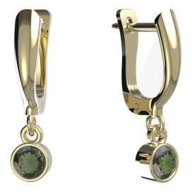 BG zlaté vltavínové náušnice 722 Žluté zlato - 585 Vltavín