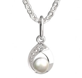BeKid dětský přívěšek 1242 s bílou perlou Bílé zlato - 585 Diamant
