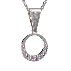 Zlatý přívěsek kruh s růžovým zirkonem, bílé zlato 585 – 1409 (ZN4414091)