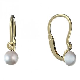 BeKid dětské náušnice 1290 s perlou Žluté zlato - 585