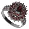 BG prsten 001-X oválného tvaru - Kov: Stříbro 925 - rhodium, Kámen: Vltavín a granát
