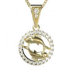 BG zlatý diamantový přívěšek Ryby 052 Žluté zlato - 585 Diamant lab-grown