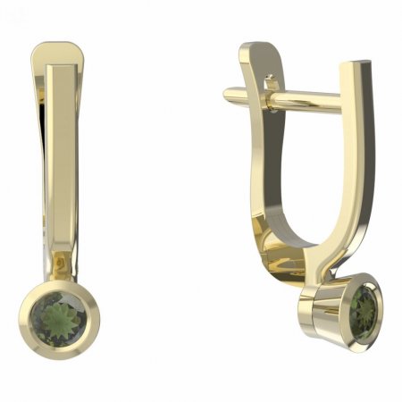 BG moldavit earrings -551 - Switching on: Hanger clip A, Metal: Yellow gold 585, Stone: Moldavite