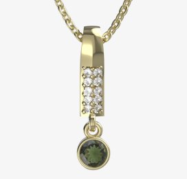 BG zlatý přívěšek 722 Žluté zlato - 585 Vltavín a diamant