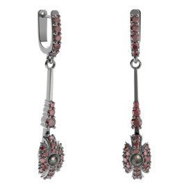 BG náušnice s přírodní perlou 537-B94 Stříbro 925 - ruthenium (30-90dní) Granát a tahiti perla