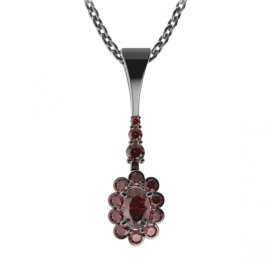 BG přívěs s centrálním oválným kamenem 517-B Stříbro 925 - ruthenium (30-90dní) Granát