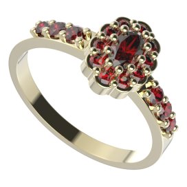 BG prsten oválný 455 Stříbro 925 - pozlacené Granát