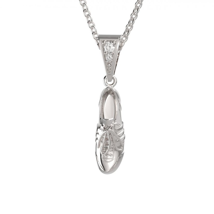 BG zlatý přívěšek Kopačka 1389 Bílé zlato - 585 Diamant