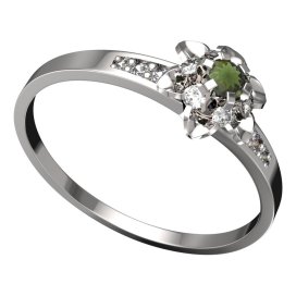 BG vltavínový prsten 878J Bílé zlato - 585 Vltavín a diamant