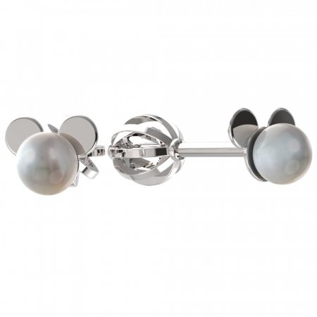 BeKid children's earrings Mickey with pearl 1398 - Einschalten: Brizura 0-3 Jahre, Metall: Gelbgold 585, Stein: weiße Perle