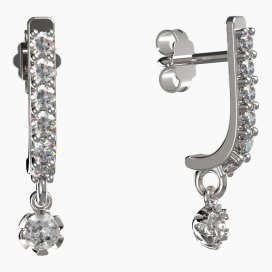 BG zlaté náušnice s diamanty 869 Bílé zlato - 585 Diamant lab-grown