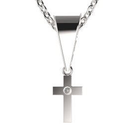BG zlatý přívěšek křížek 1105 Bílé zlato - 585 Bílý kubický zirkon