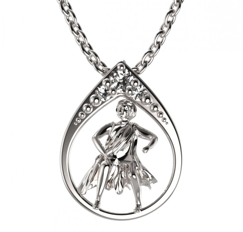 BeKid dětský zlatý přívěsek 047 vodnář Bílé zlato - 585 Diamant