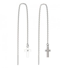 BG zlaté náušnice křížek 1105 Bílé zlato - 585 Diamant