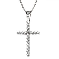BG zlatý diamantový přívěšek křížek 259 Bílé zlato - 585 Diamant lab-grown