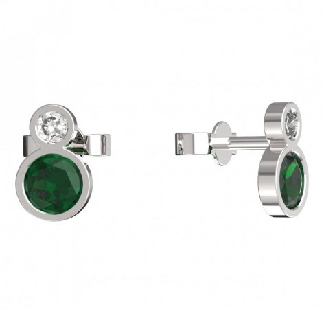 BeKid, Gold kids earrings -864 - Switching on: Puzeta, Metal: White gold 585, Stone: Green cubic zircon