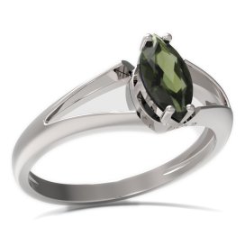 BG prsten oválný kámen 483-V Bílé zlato - 585 Vltavín