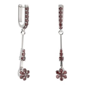 BG náušnice ve tvaru květu 518-B94 Stříbro 925 - rhodium Granát