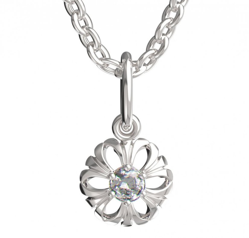 BeKid dětský přívěšek kvítek 607 Bílé zlato - 585 Diamant