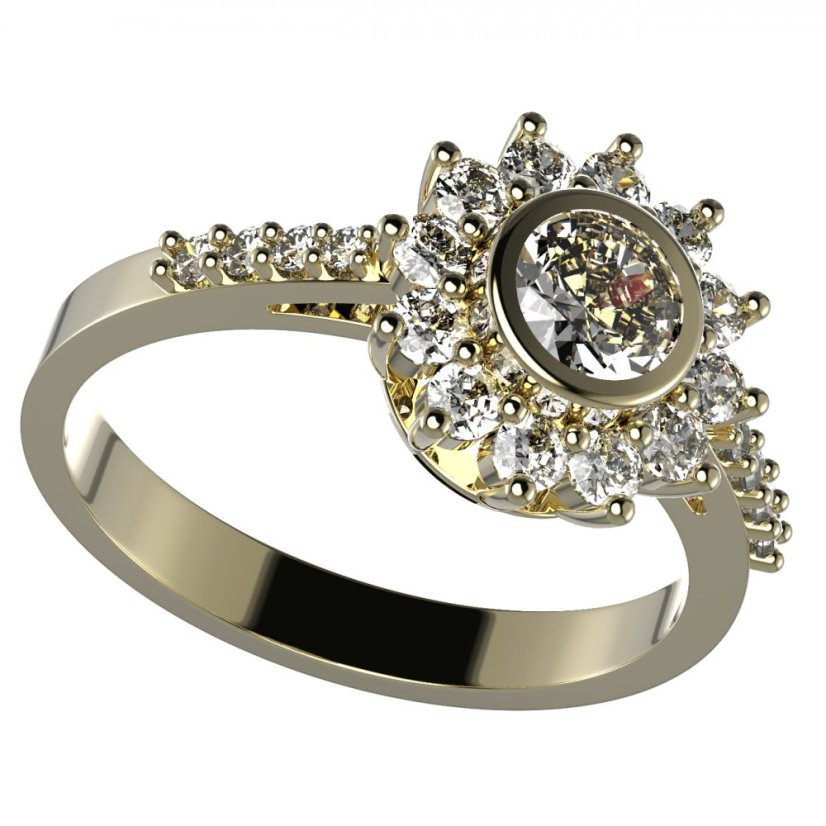 BG zlatý prstýnek 753 Žluté zlato - 585 Diamant