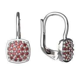 BG náušnice s granátem 1581 Bílé zlato - 585 Granát