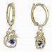 BeKid, Gold kids earrings -1192 - Switching on: Circles 12 mm, Metal: Yellow gold 585, Stone: Dark blue cubic zircon