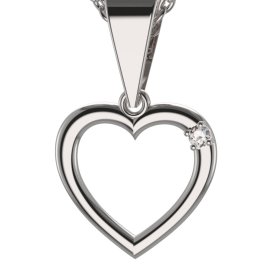 BG zlatý diamantový přívěšek srdíčko 1260 Bílé zlato - 585 Diamant lab-grown