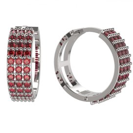 BG náušnice s přírodním granátem 1486 Stříbro 925 - rhodium Granát