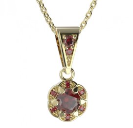 BG přívěs kulatý 994-1 Stříbro 925 - pozlacené Granát