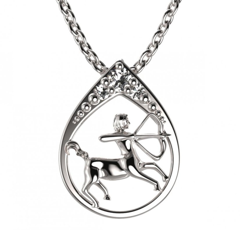 BG zlatý diamantový přívěšek Střelec 047 Bílé zlato - 585 Diamant lab-grown