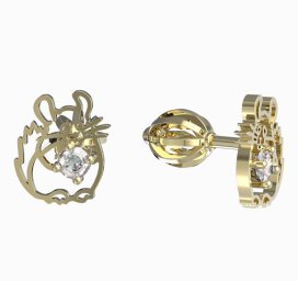 BeKid dětské náušnice činčila 1192 Žluté zlato - 585 Diamant
