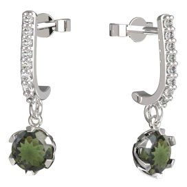 BG vltavínové náušnice 872 Bílé zlato - 585 Vltavín a diamant