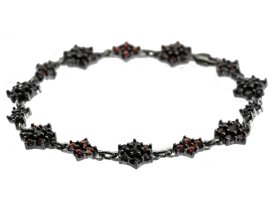 BG náramek s českým granátem 155 Stříbro 925 - ruthenium (30-90dní) Granát