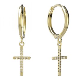 BG zlaté náušnice křížek 1107 Žluté zlato - 585 Diamant