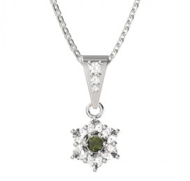 BG přívěšek 002 Stříbro 925 - rhodium Vltavín a  kubický zirkon